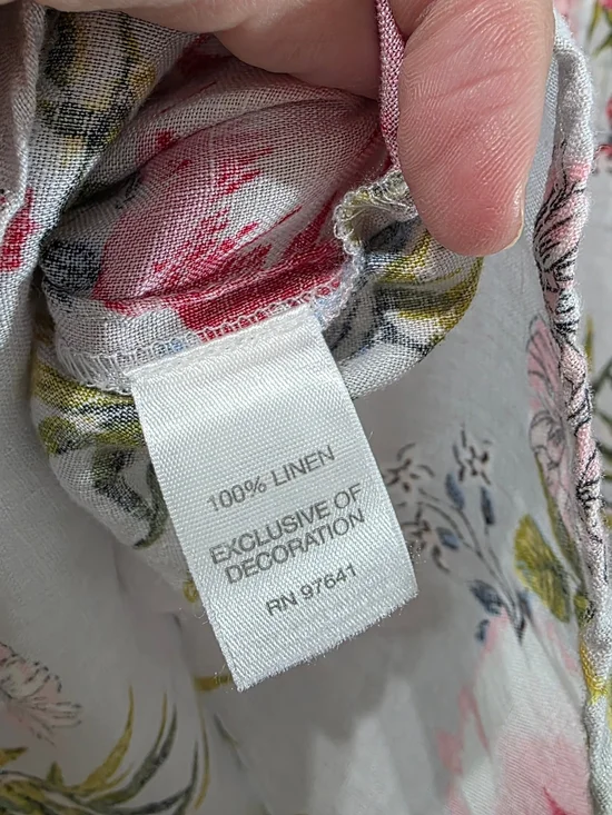 J. Jill Floral Scoop-Neck Crochet Sleeve Line Blouse - White with Pink & Blue - Picture 7 of 7